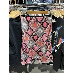 Vintage 90s Versailles New York Pink Patchwork Chiffon Lined Flowy Skirt Size S